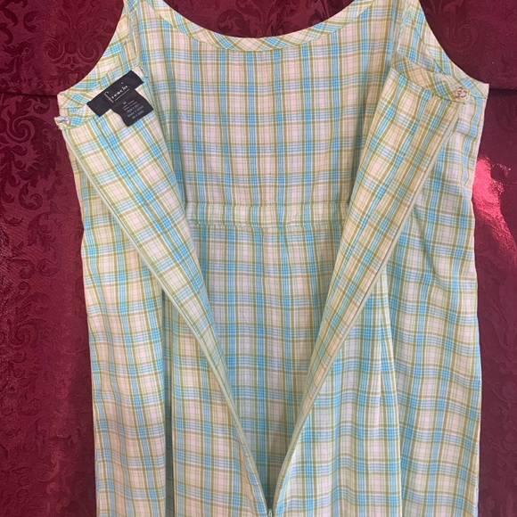 Frenchi Women's Sundress in Blue & Green Plaid - Picture 4 of 8